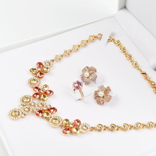 Caja De Collar Grande De Terciopelo Blanco Conjunto De Joyas