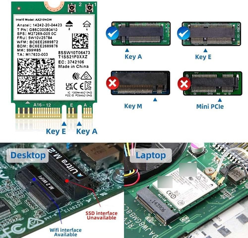 Tarjeta Inalámbrica Wifi 6e Intel Ax210 Ngw Bluetooth 5.2