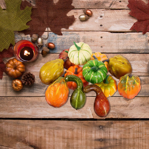 12 Unidades De Calabazas Artificiales Artificiales Realistas