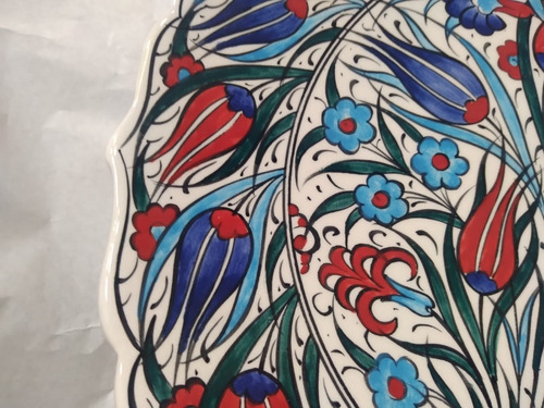 Imagen 5 de 5 de Plato Decorativo Ceramica Turca Pintada A Mano