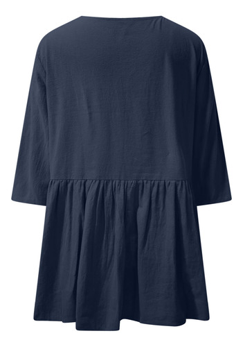 Top Casual De Algodón Y Lino Con Mangas A La Moda Para Mujer