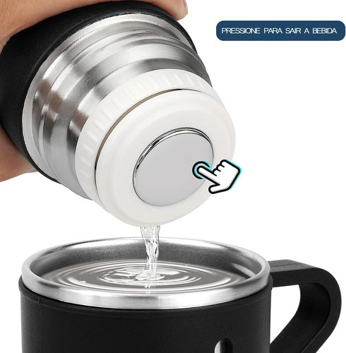 Kit Garrafa Térmica Inox 500ml + 3 Xícaras Vacuum Flask Set