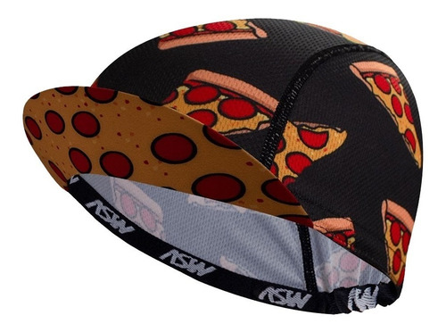 Bone De Ciclismo Cap Asw Pizza Preto