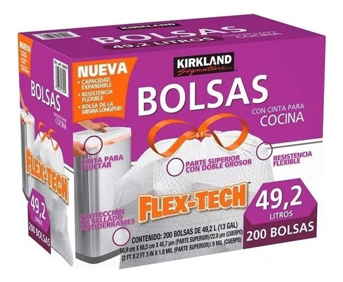 Bolsas De Plástico Para Basura Cestos Cocina 200 Pzas 49.2lt