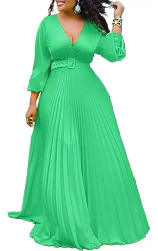 Vestido Largo Elegante Verde Esmeralda For Mujer Joven