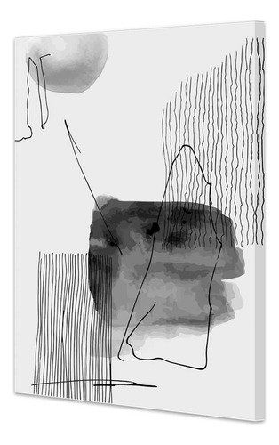 Canvas Bastidor Abstracto Lineas Negro Y Gris 80 X 96 Lfda  
