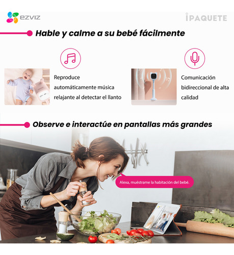 Cámara Seguridad Monitor Bebé Ezviz Wifi Batería 1080p+128gb