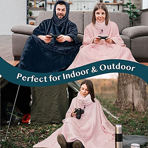 Manta Poncho Portátil Mujeres Y Hombres, Sudadera Capu...