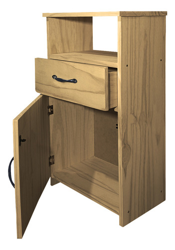 Mesa De Luz Alta Estilo Sommier Con Puerta Y Cajon Clasica Dormitorio Madera Maciza Color Roble