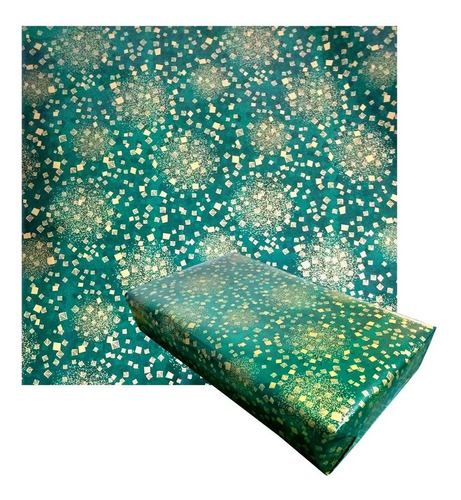Papel De Presente Bobina 40cmx100m Pv Cor Confeti Verde