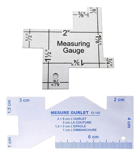 Regla Costura Sastre Plantilla Calibrador De Aluminio 2 Pza