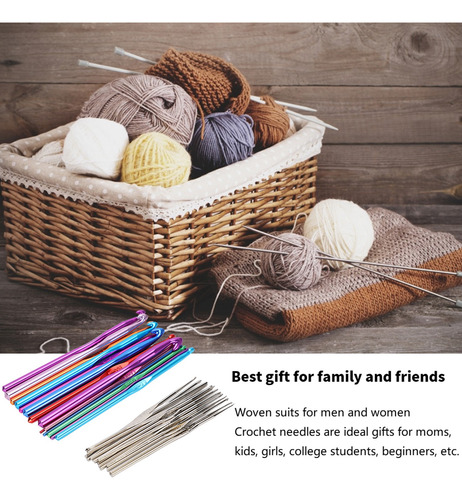Set De Ganchillo Aluminio Multicolor Diy De Punto 30pcs