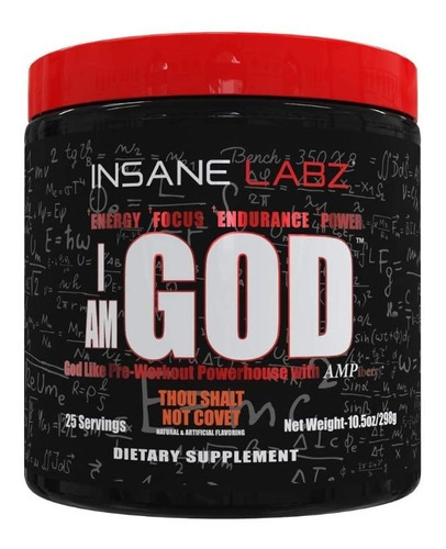 Pre Entreno I Am God Insane Labz 25 Ser Pre Entrenador Polvo Sabor Thou Shalt Not Covet