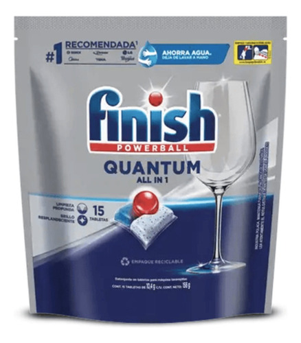 Finish Quantum Lavavajilla Tabletas Todo En Uno 15 Unid