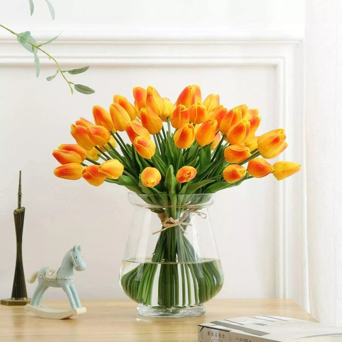 .. Flores De Tulipán Falsas Para El Hogar Y La Oficina, 20 U