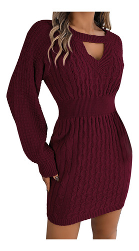 Vestido B Para Mujer Y Riñonera Hueca Para Invierno, Tejido