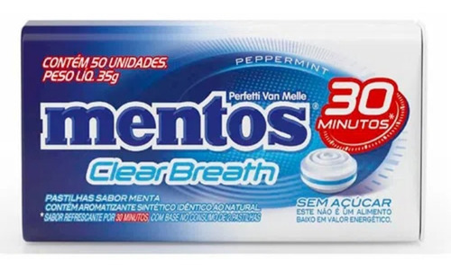 Pastilha Mentos Clear Breath Lata Com 50 Unidades - 35g