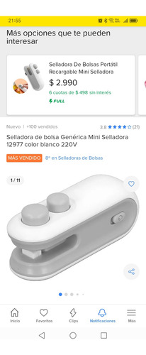 Mini Selladora De Bolsas Plásticas Portátil Recargable