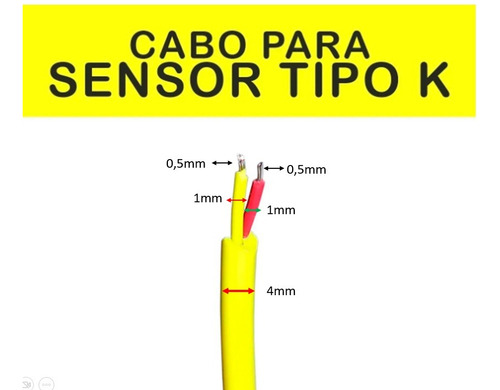 30 Metros Cabo Para Termopar Tipo K 2 X 24 Awg