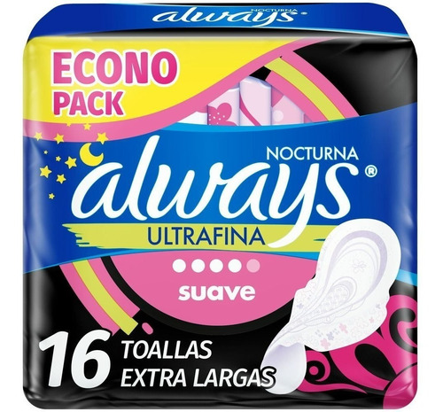 Toallas Higiénicas Always Nocturna Ultrafina Largas 16 U