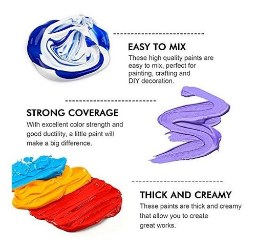 Pinturas Acrilica Para Lienzo 60ml Impermeable 50 Colores