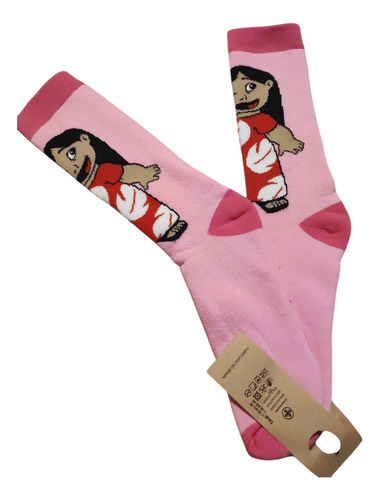 Kit 2 Meias Divertidas Lilo E Stich Stity Rosa Lilo E Stich Un 35-43