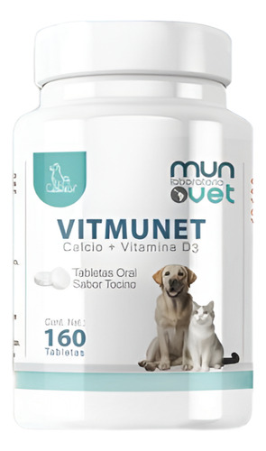 Suplemento Calcio + Vitamina D3 Vitmunet 160 Tabletas Perro