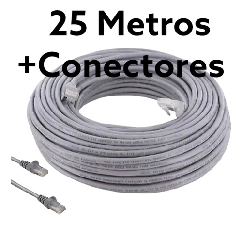 Rollo De Cable Utp Cat5e 25 Metros Con Conectores Instalados