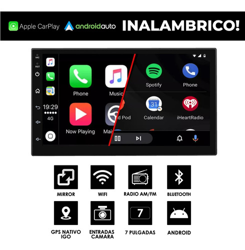 Imagen 1 de 9 de Estereo Pantalla 7 Multimedia Android Gps Car Play Wifi Auto