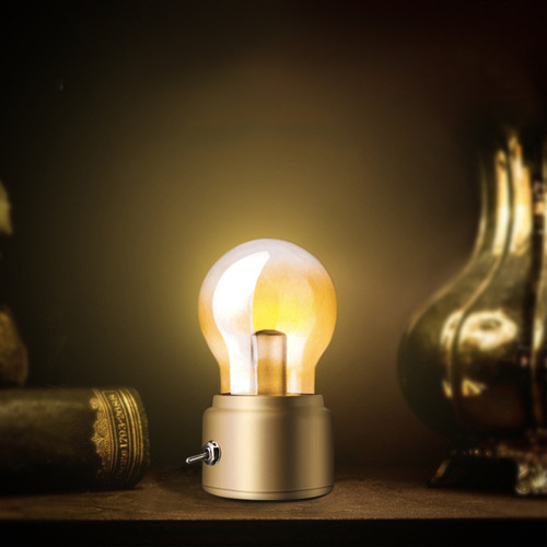 Lámpara De Escritorio Led Vintage: Luz Nocturna Retro Con Vi