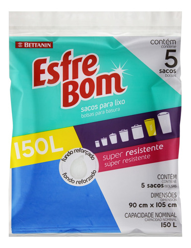 Saco para Lixo 150l Esfrebom 5 Unidades