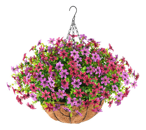 Flores Artificiales Inqcmy Con Cesta Colgante Para Decoració