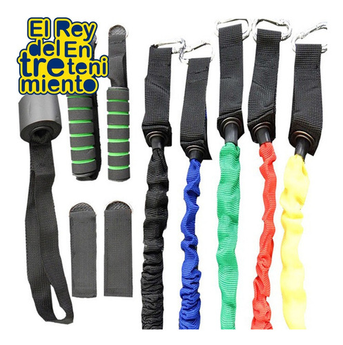 Set 5 Bandas Elásticas Forradas Resistencia + Bolso - El Rey