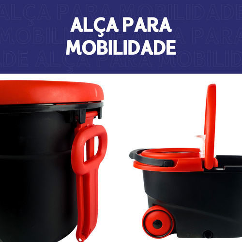 Mop Giratório - Cabo C/ 150cm 3 Refil Com Alça E Roda Kaftor