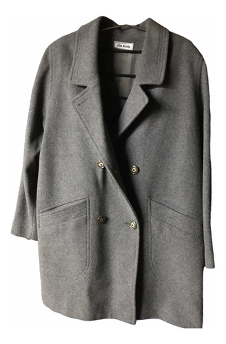 Saco Tapado Trench De Lana Mujer Talle 3 Color Gris Claro