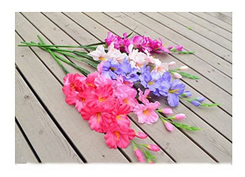 3 Ramo De Flores Y Plantas Artificiales De Gladiolo
