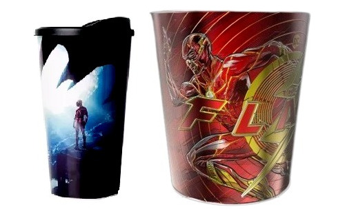 Lata Flash Con Relieve + Vaso Flash Cine Película Dc 