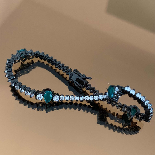 Pulseira Riviera 2mm Intercalada Com Gotas Zircônias