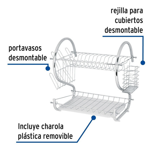 Escurridor De Acero Cromado Con 2 Niveles Para Trastes 47908