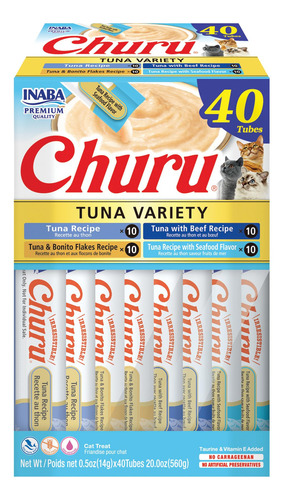 Inaba Churu Bocadillos Para Gatos Variedad AtĂșn 40 Tubos 0.5