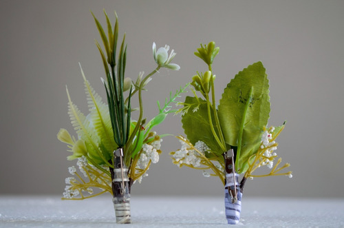 2 Ramilletes Artificial Boutonniere Novio Boda Oliver Hadas