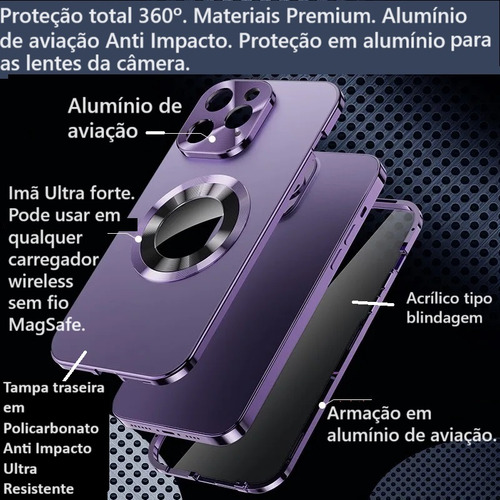 Case 360 Com Alumínio Shield Para iPhone 16 Pro+