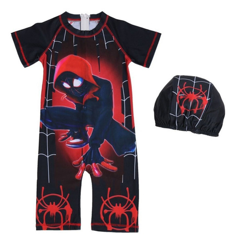 Spideman Miles Morales Traje Baño De Una Pieza Cosplay Niños