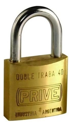 Candado De Bronce Doble Traba De 25mm Prive 350 Color Dorado