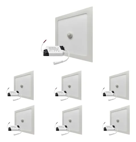 comprar 7 Plafon Luminaria Led Com Sensor Presença Embutir 18w 20x20