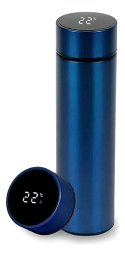 Garrafatérmica Com Medidor Detemperatura Digital 500 Ml Azul