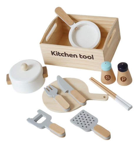 Juego De Cocina De Madera Con Pala Y Tenedor Montessori Para