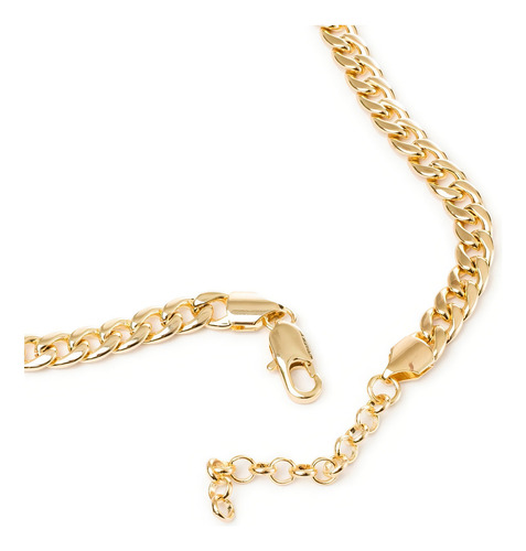 Cadena Collar Cubana 7mm Ajustable 40-45 Cm Chapa De Oro 18k Color Dorado
