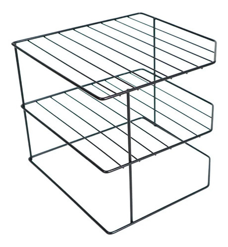 Suporte De Pratos Versátil 3 Níveis Feito Em Aço Carbono Cor Preto