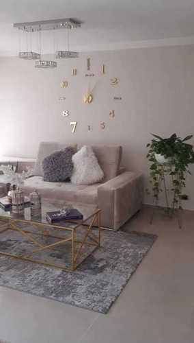 Reloj De Pared 3d Grande Dorado Diseño Moderno